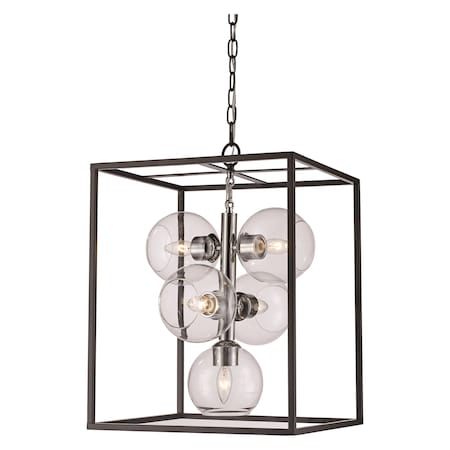 Trans Globe 5Lt Pendant Sq Industrial-Bk/P 10975 BK/PC